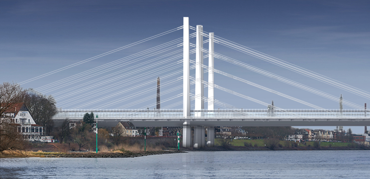 Man sieht die Brücke in Duisburg Neuenkamp.